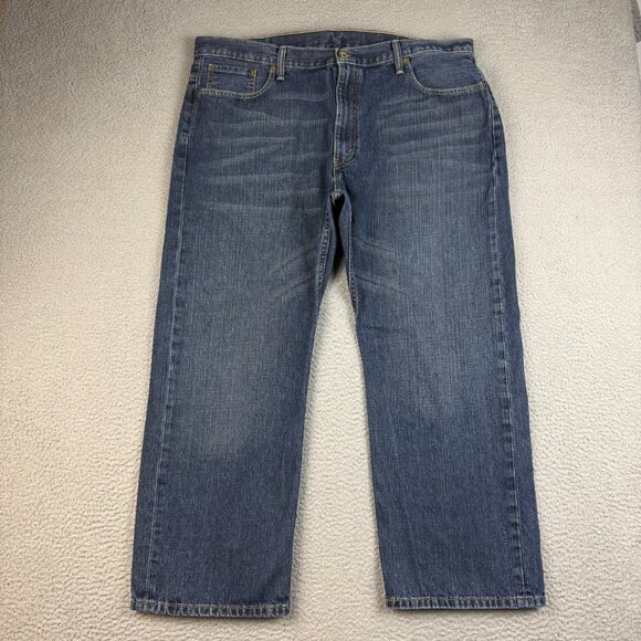 Levis 569 Jeans Mens 42 x 30 Blue Loose Straight Baggy Classic Cotton Dark Wash - Picture 1 of 7